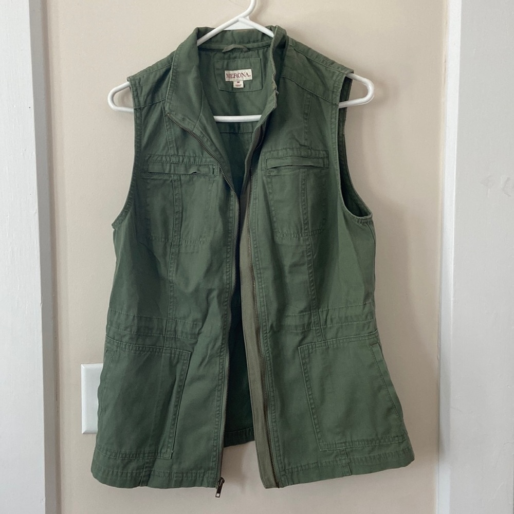 Merona Army Green canvas vest